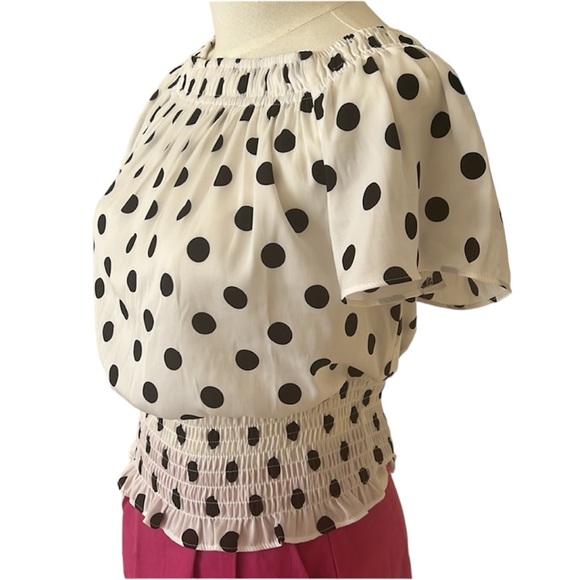 Ladies top by Inc International Concept, white with black polka dots, size XS - Picture 3 of 3
